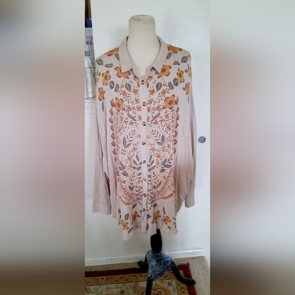 NWT j.nna autumn floral Print women's button down Blouse Size 1XL - Picture 4 of 16